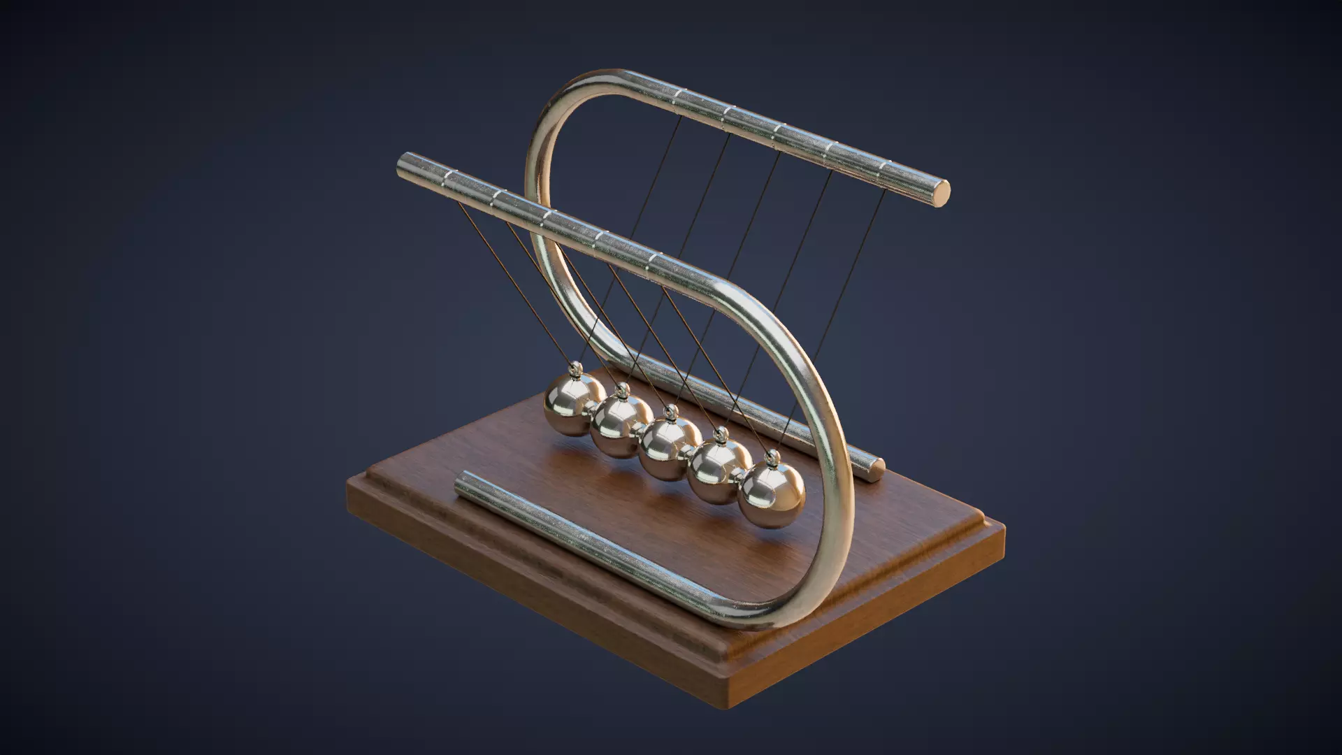 Newtons Cradle Low-poly 3D model_0