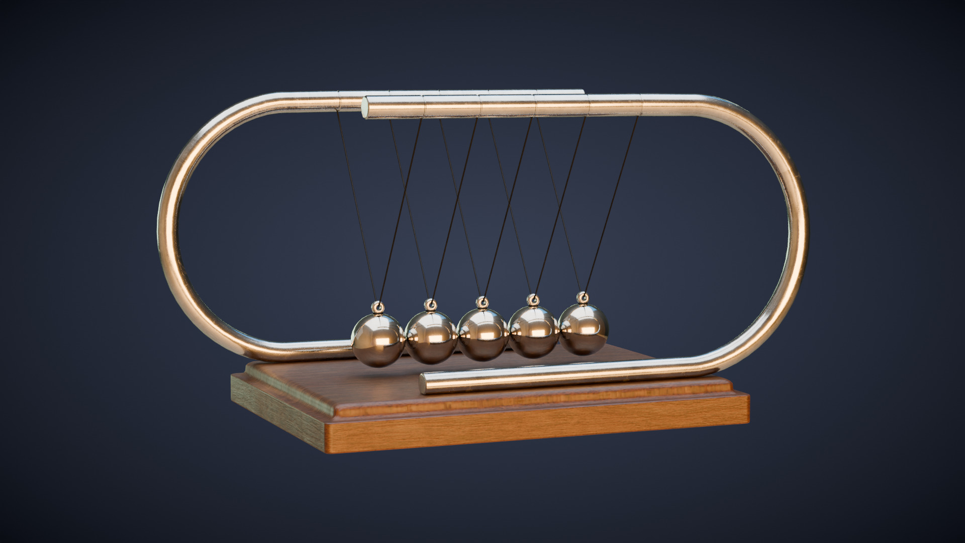 Newtons Cradle Low-poly 3D model_3