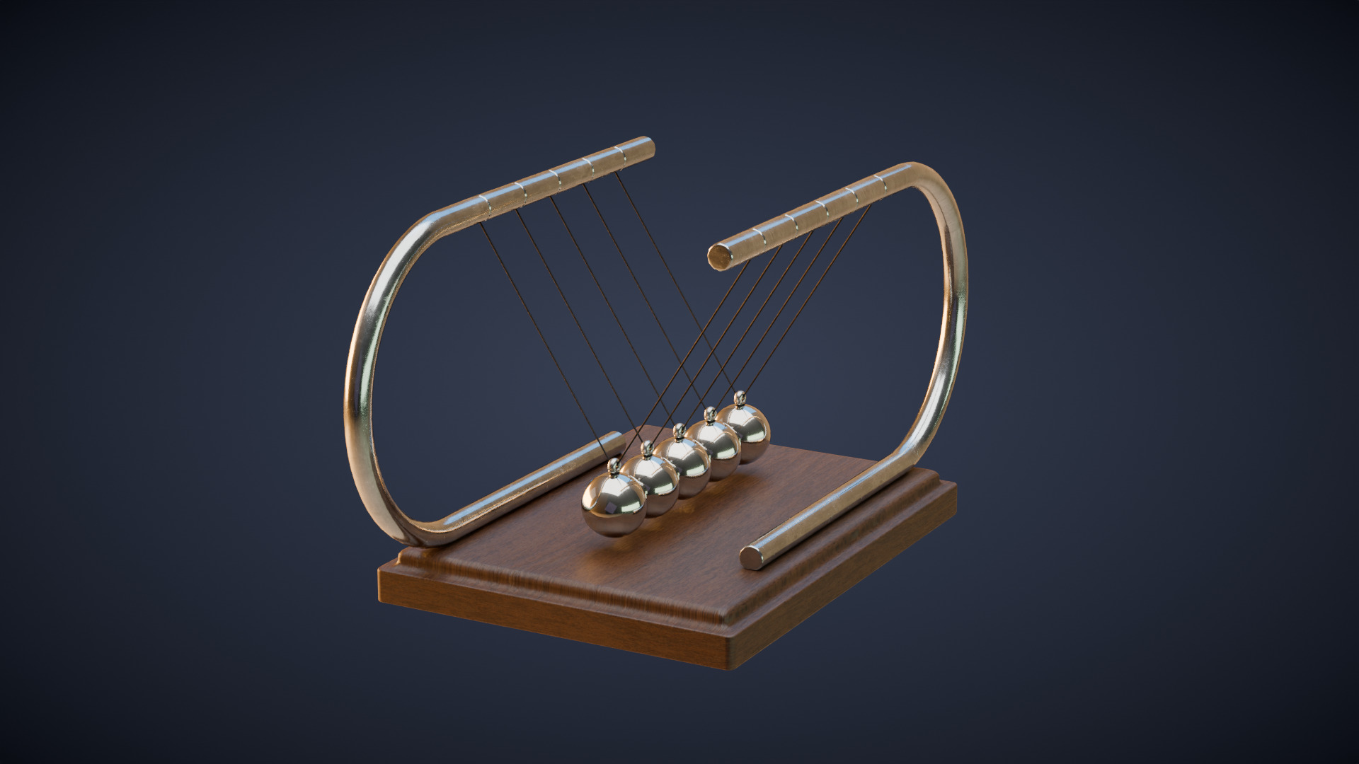 Newtons Cradle Low-poly 3D model_5