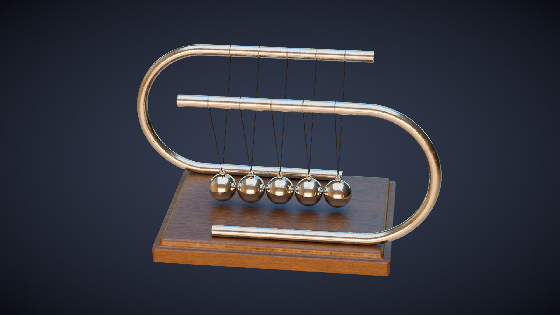 Newtons Cradle Low-poly 3D model_4