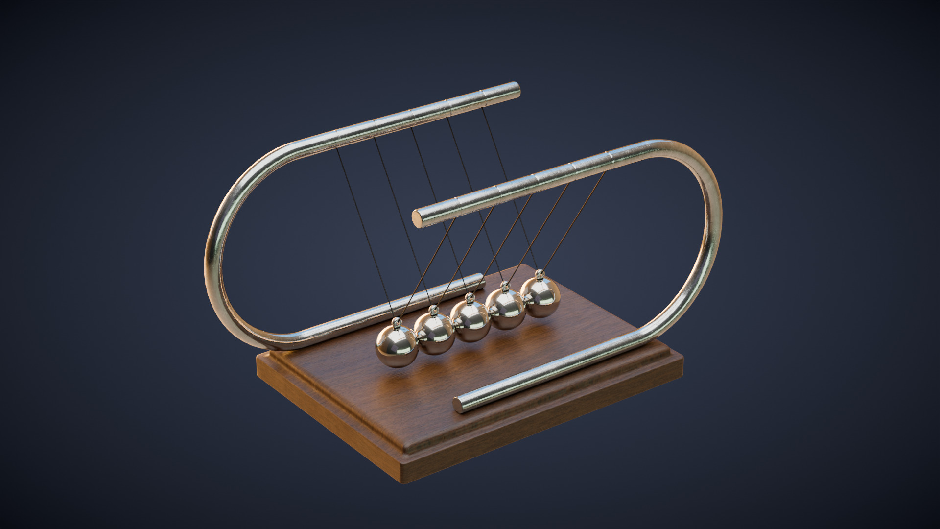 Newtons Cradle Low-poly 3D model_2
