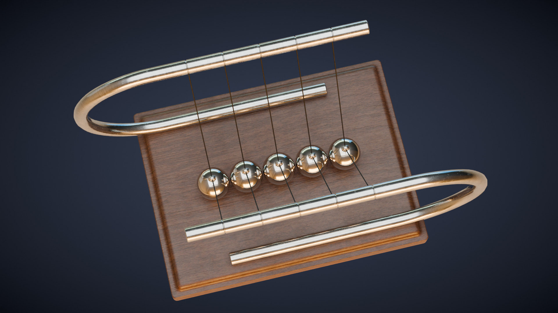 Newtons Cradle Low-poly 3D model_7