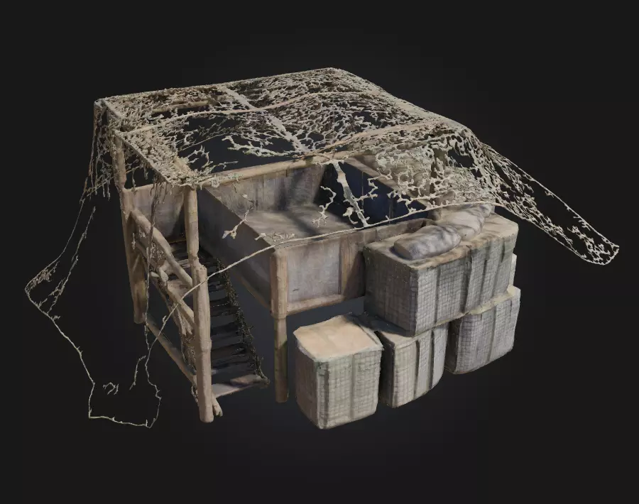 Camouflage Bunker Setup  Concealed Fortification for Tactical  3D model_0