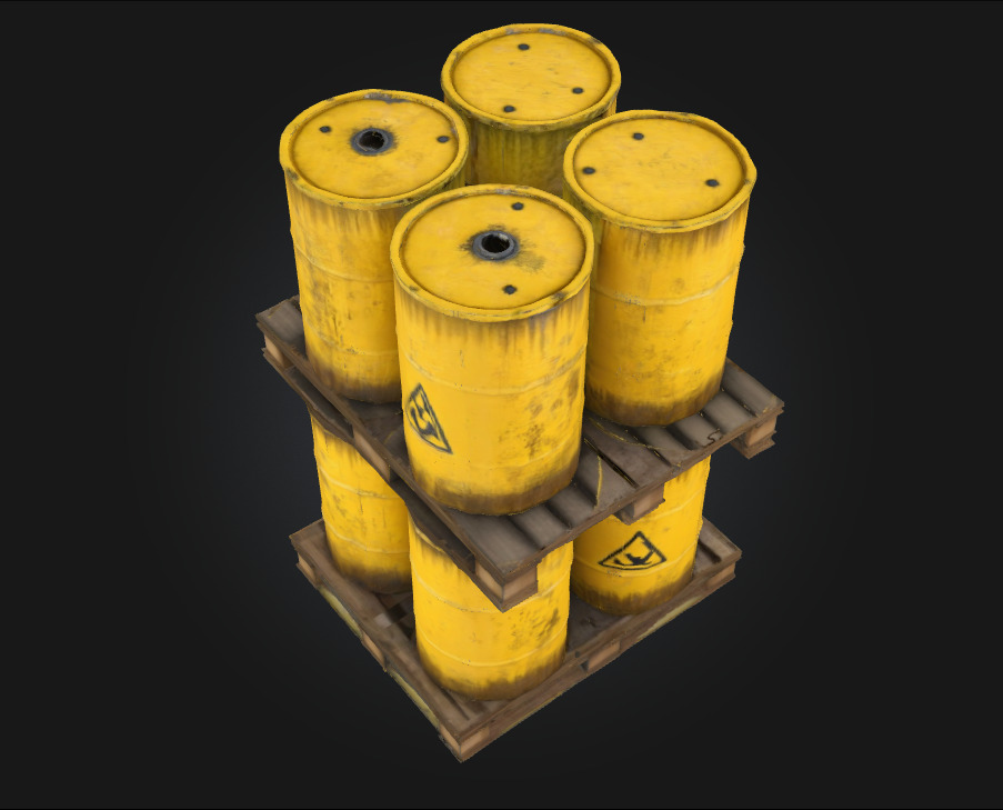 Barrels on Pallet  Hazardous Cargo for High-Stakes Scenes 3D model_3