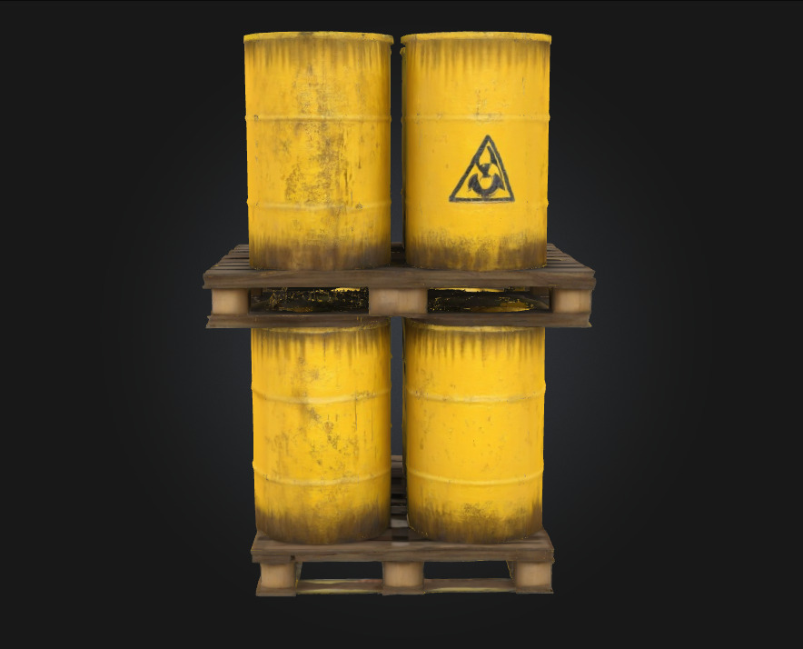 Barrels on Pallet  Hazardous Cargo for High-Stakes Scenes 3D model_4