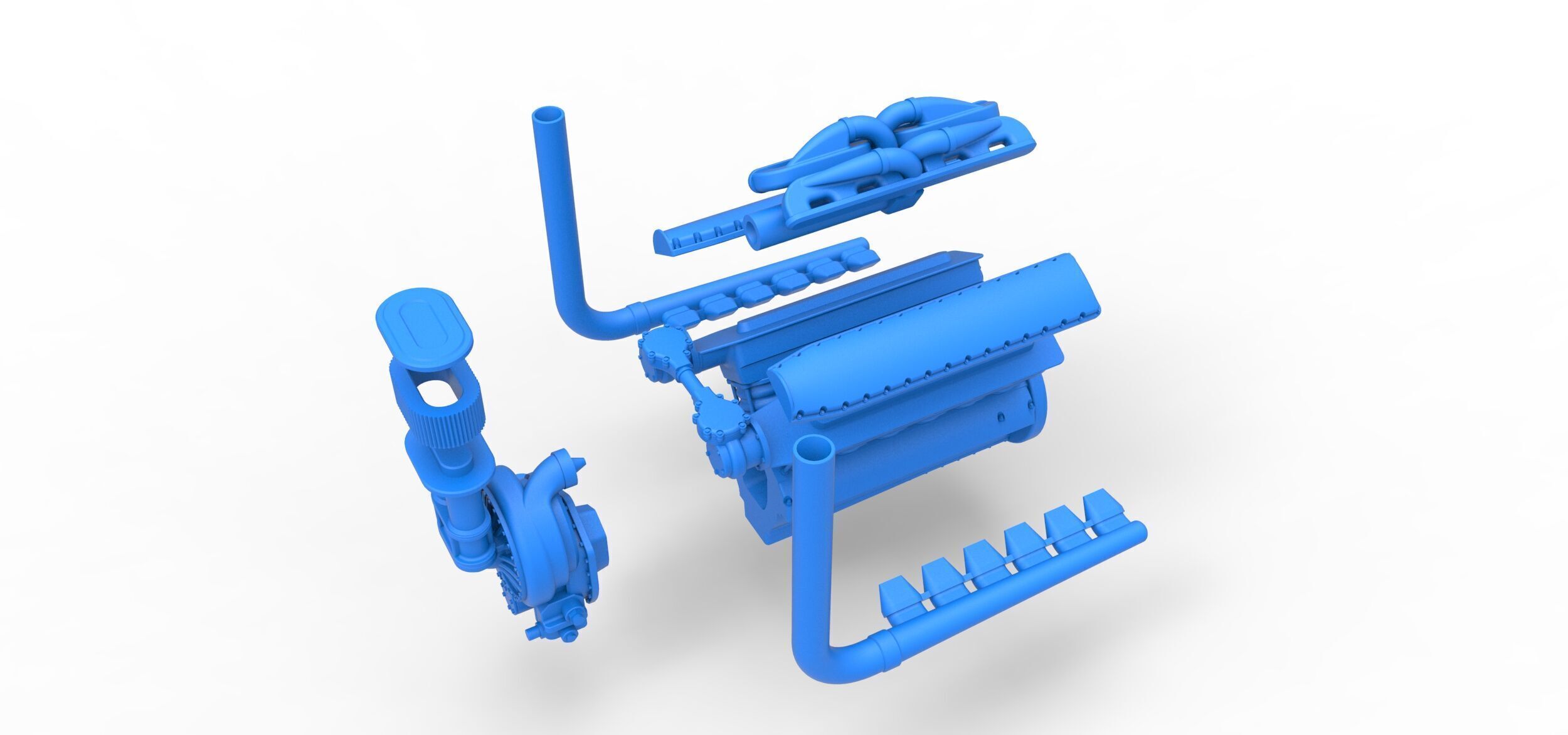 Engine V12 for pulling tractor Version 3 Scale 1 to 25 3D print model_14