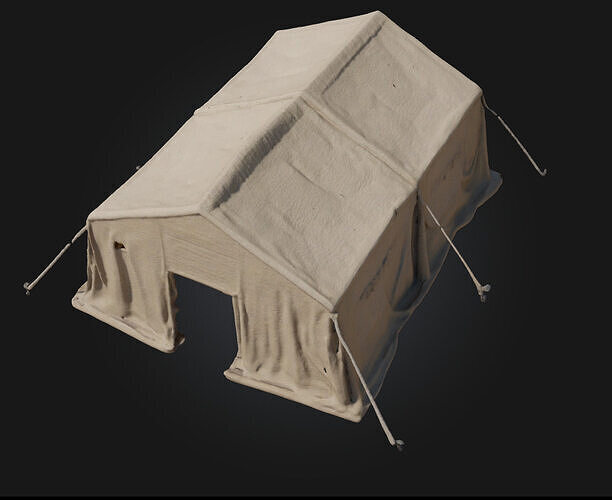 Canvas Shelter  Lightweight Cover for Field Camps and Survival  3D model 2