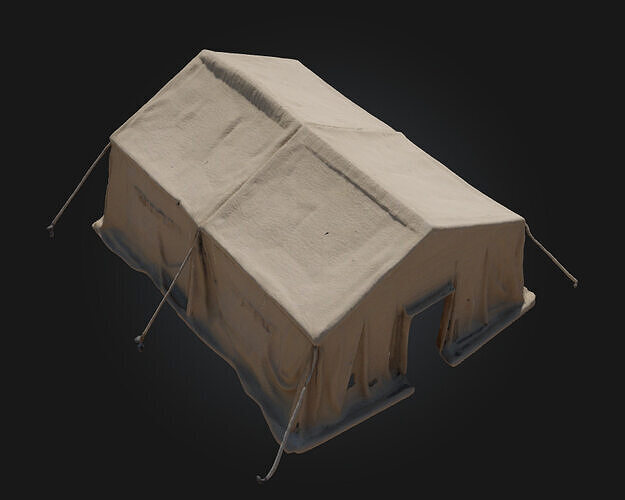 Canvas Shelter  Lightweight Cover for Field Camps and Survival  3D model 6
