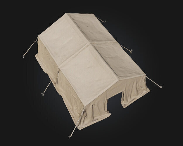 Canvas Shelter  Lightweight Cover for Field Camps and Survival  3D model 4