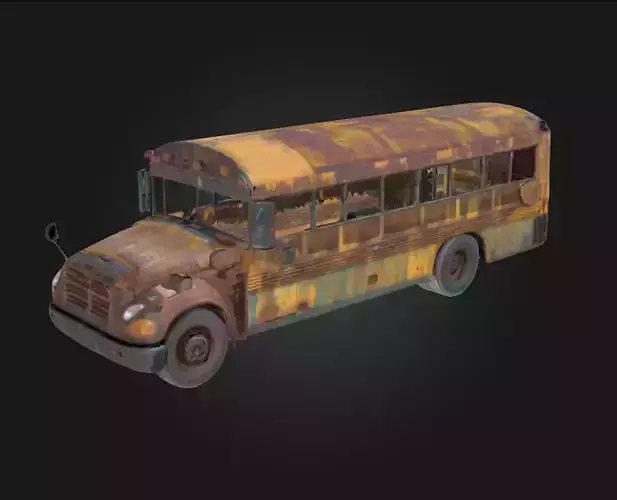 Abandoned School Bus  Haunting Relic of Forgotten Roads 3D model