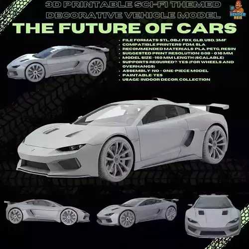 Modern Sports Car 3D Printable Sleek and Dynamic Car Model 3D print model