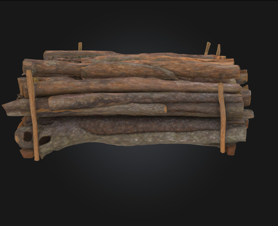 Logs on a Rack Rustic Firewood Storage for Natural Scenes 3D model_4