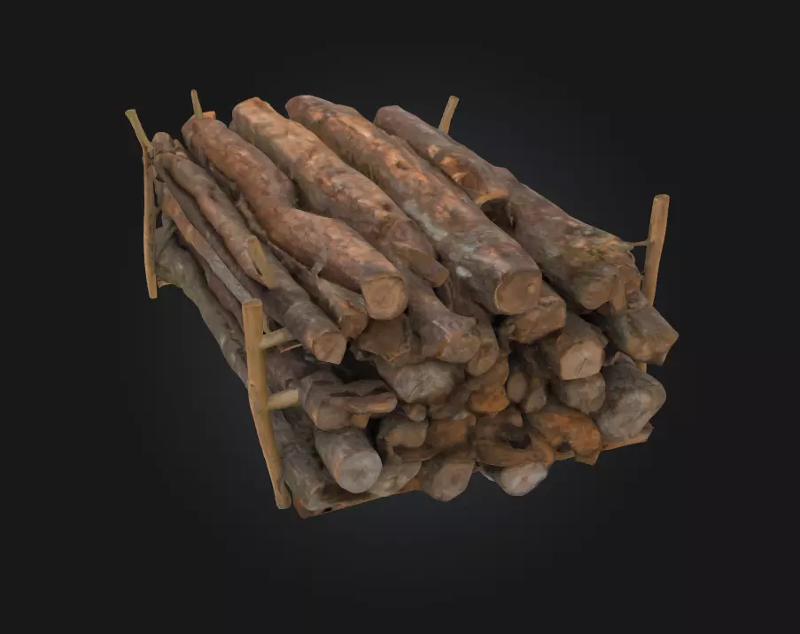 Logs on a Rack Rustic Firewood Storage for Natural Scenes 3D model_0