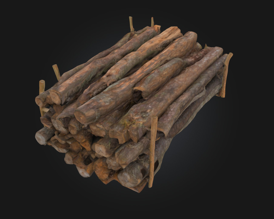 Logs on a Rack Rustic Firewood Storage for Natural Scenes 3D model_1