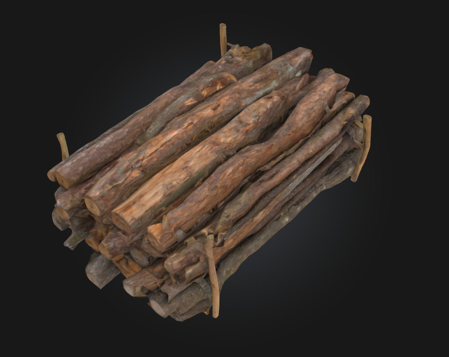 Logs on a Rack Rustic Firewood Storage for Natural Scenes 3D model_7