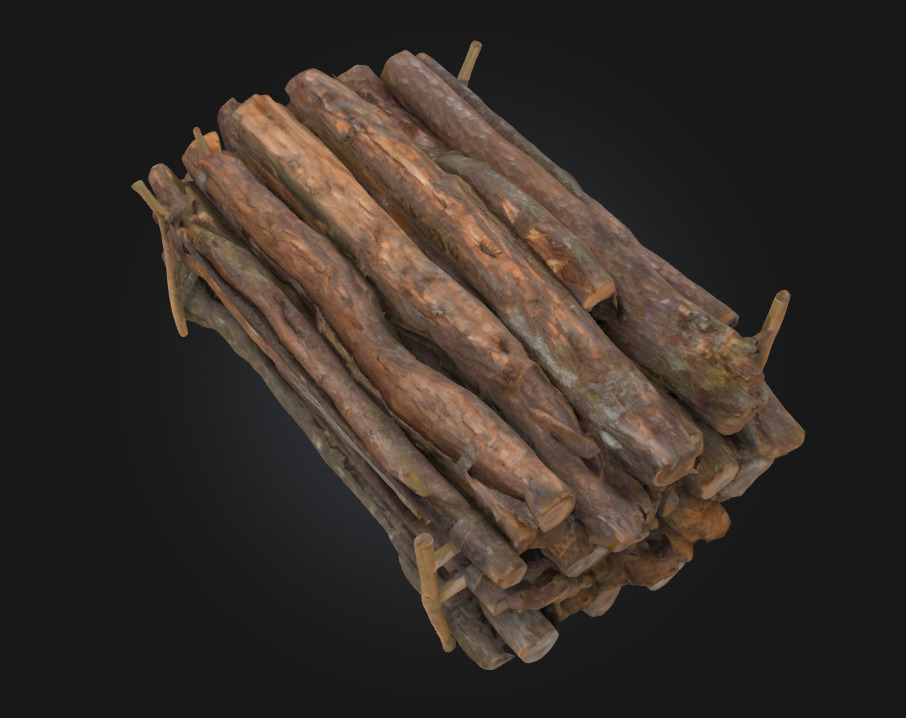 Logs on a Rack Rustic Firewood Storage for Natural Scenes 3D model_5
