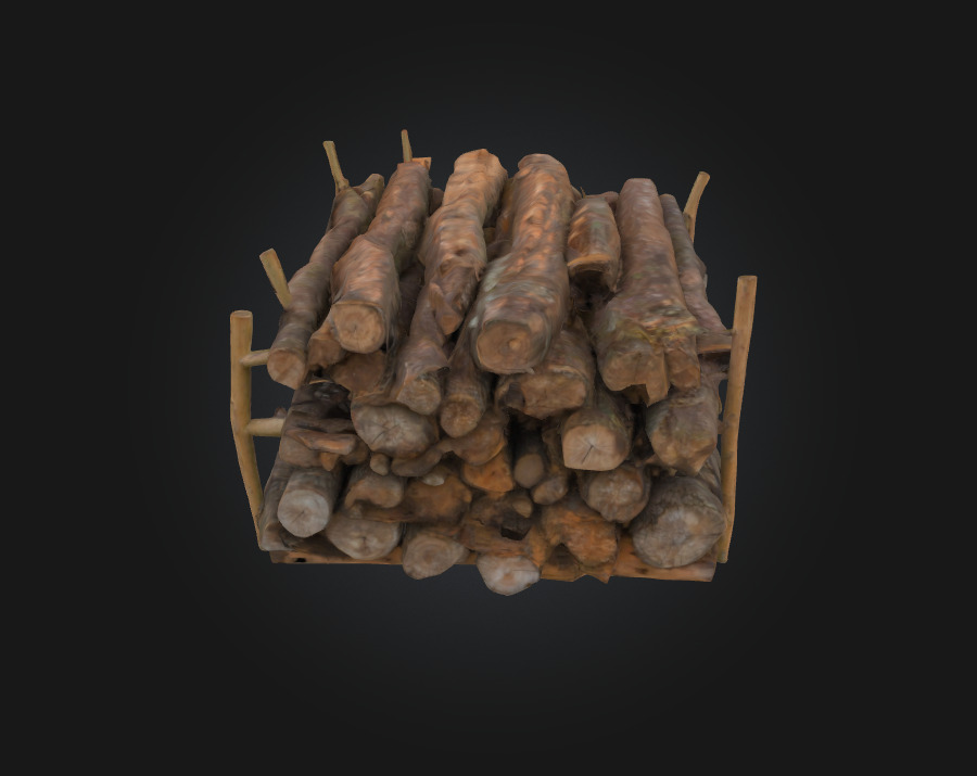 Logs on a Rack Rustic Firewood Storage for Natural Scenes 3D model_6