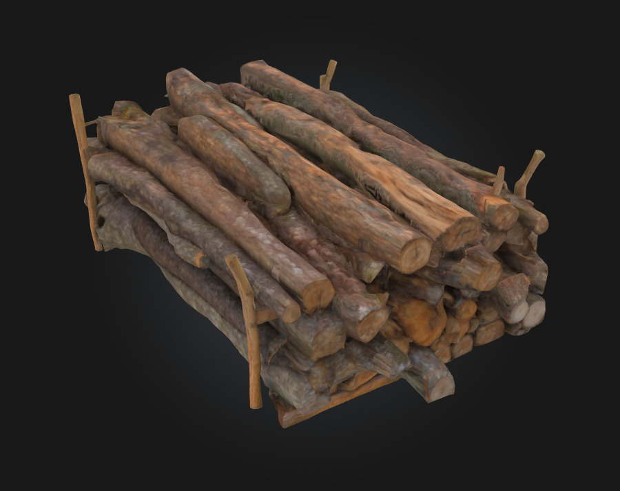 Logs on a Rack Rustic Firewood Storage for Natural Scenes 3D model_3