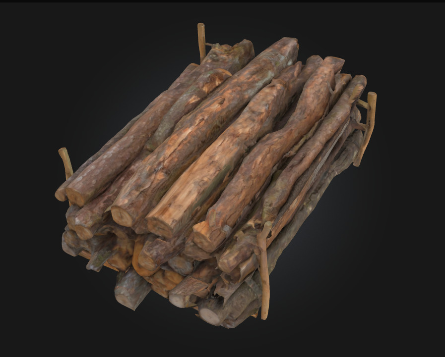 Logs on a Rack Rustic Firewood Storage for Natural Scenes 3D model_2