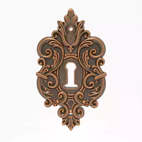 Baroque Keyhole Escutcheon Ornate Scrollwork Door Lock Plate 3D print model