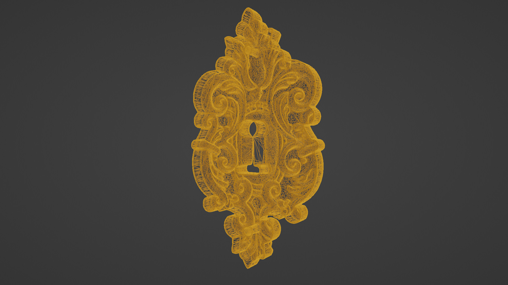 Baroque Keyhole Escutcheon Ornate Scrollwork Door Lock Plate 3D print model_8