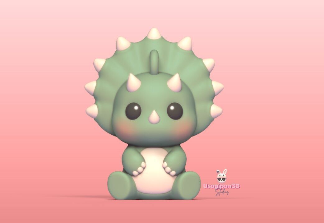 Baby Triceratops 3D print model_4