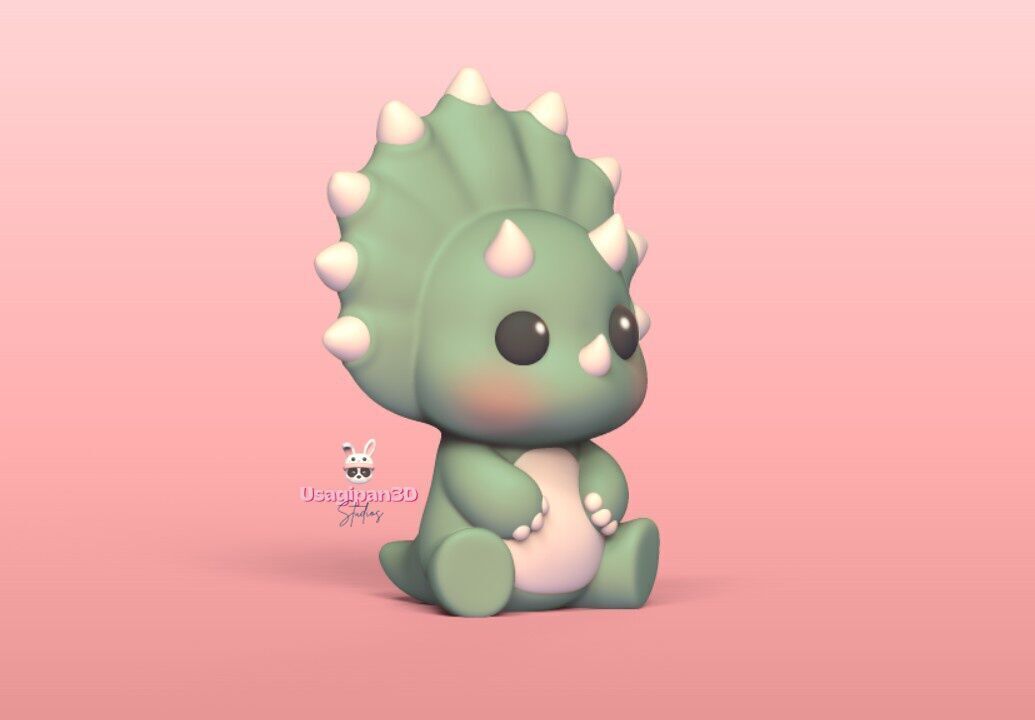 Baby Triceratops 3D print model_2