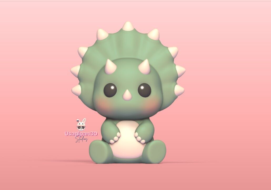 Baby Triceratops 3D print model_1