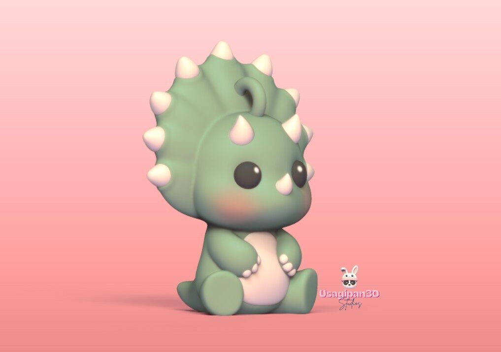 Baby Triceratops 3D print model_5