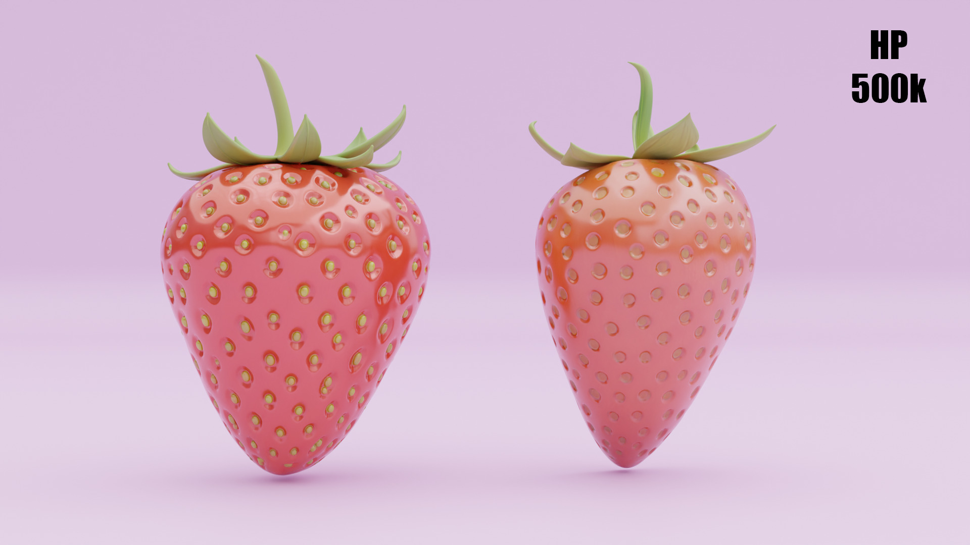 Stylized Strawberry Whole and Half 3D Model strawberries Low-poly 3D model_13