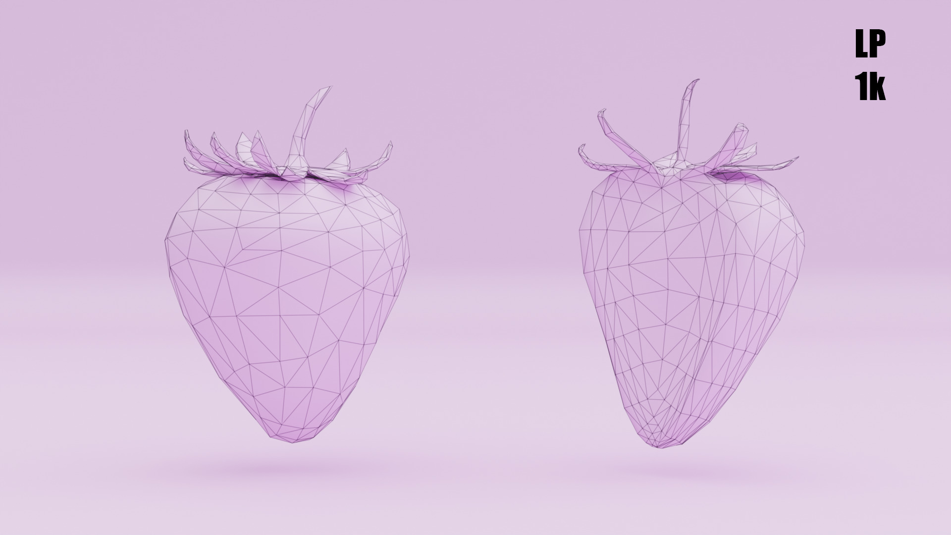 Stylized Strawberry Whole and Half 3D Model strawberries Low-poly 3D model_22