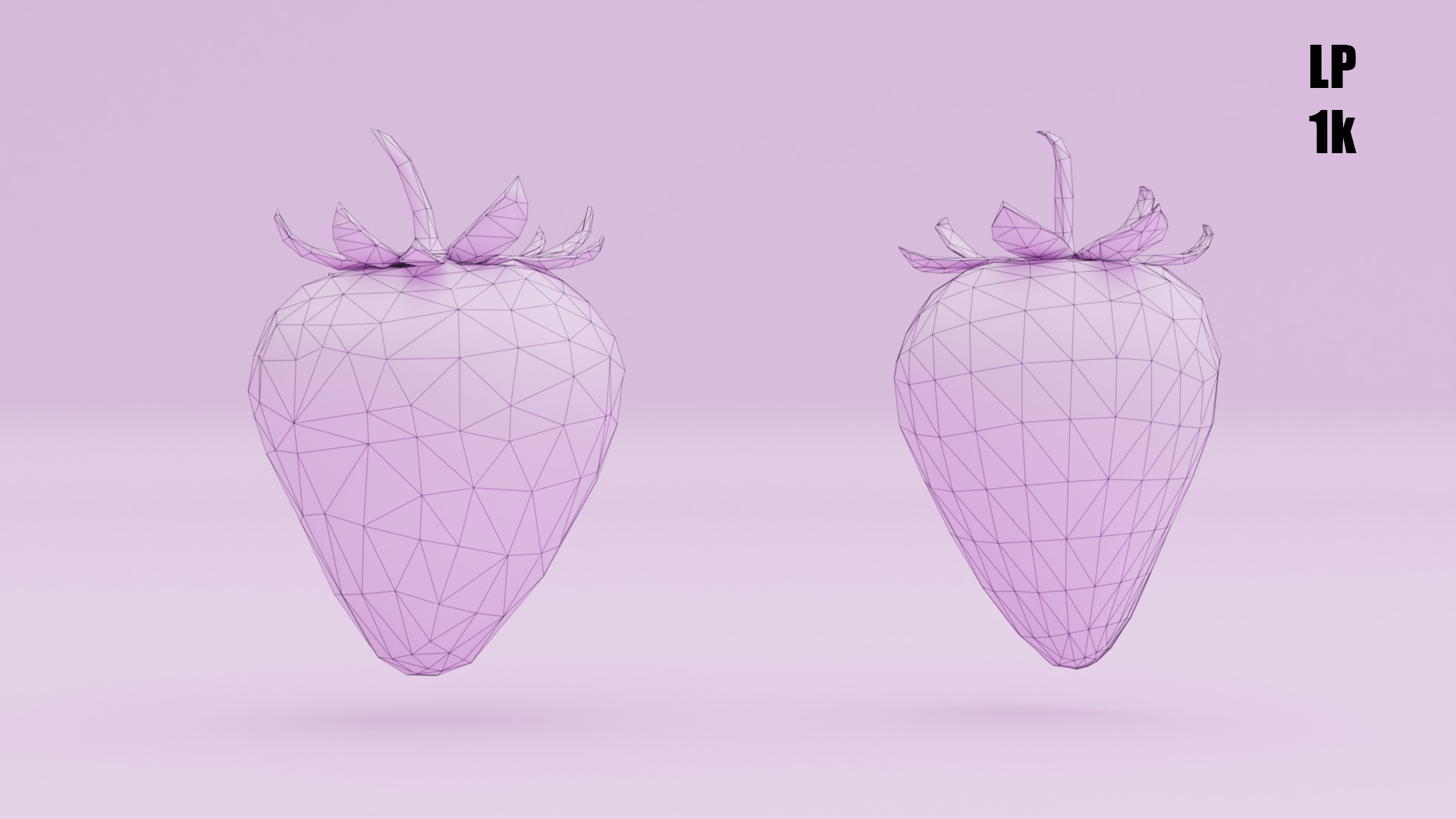 Stylized Strawberry Whole and Half 3D Model strawberries Low-poly 3D model_23