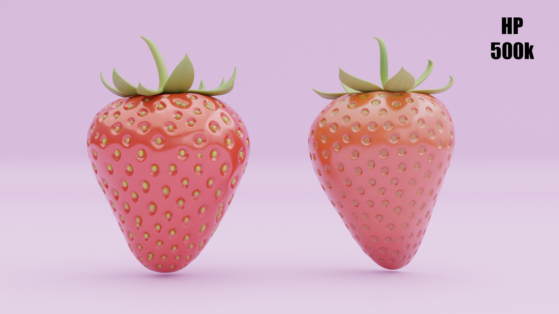 Stylized Strawberry Whole and Half 3D Model strawberries Low-poly 3D model_16