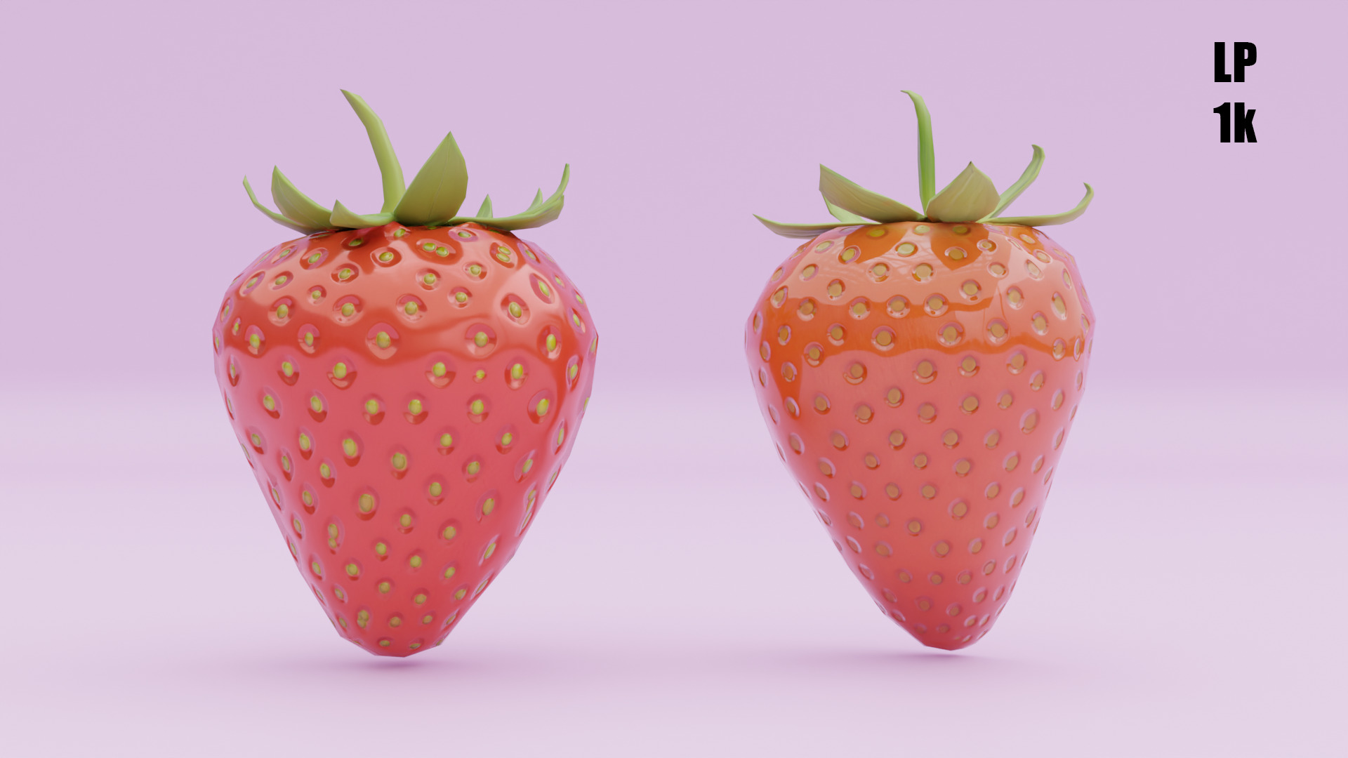 Stylized Strawberry Whole and Half 3D Model strawberries Low-poly 3D model_18