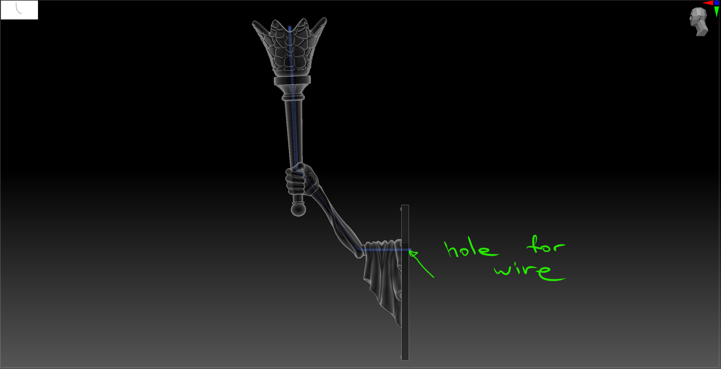 Haunted Mansion Wall Torch 3D print model_7