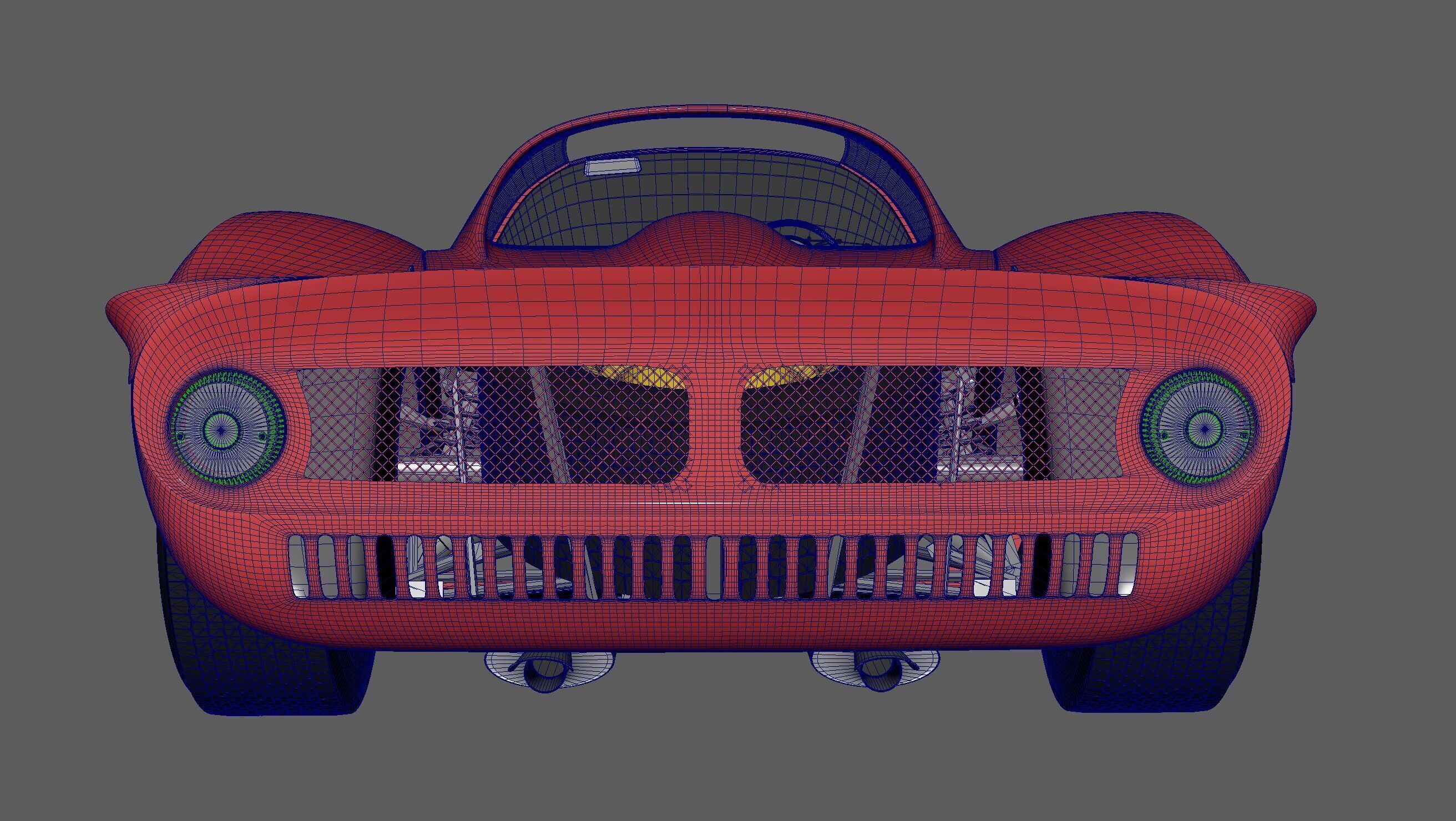 Ferrari Dino Low Poly Game Ready 3D Model PBR Full Interior Low-poly 3D model_10