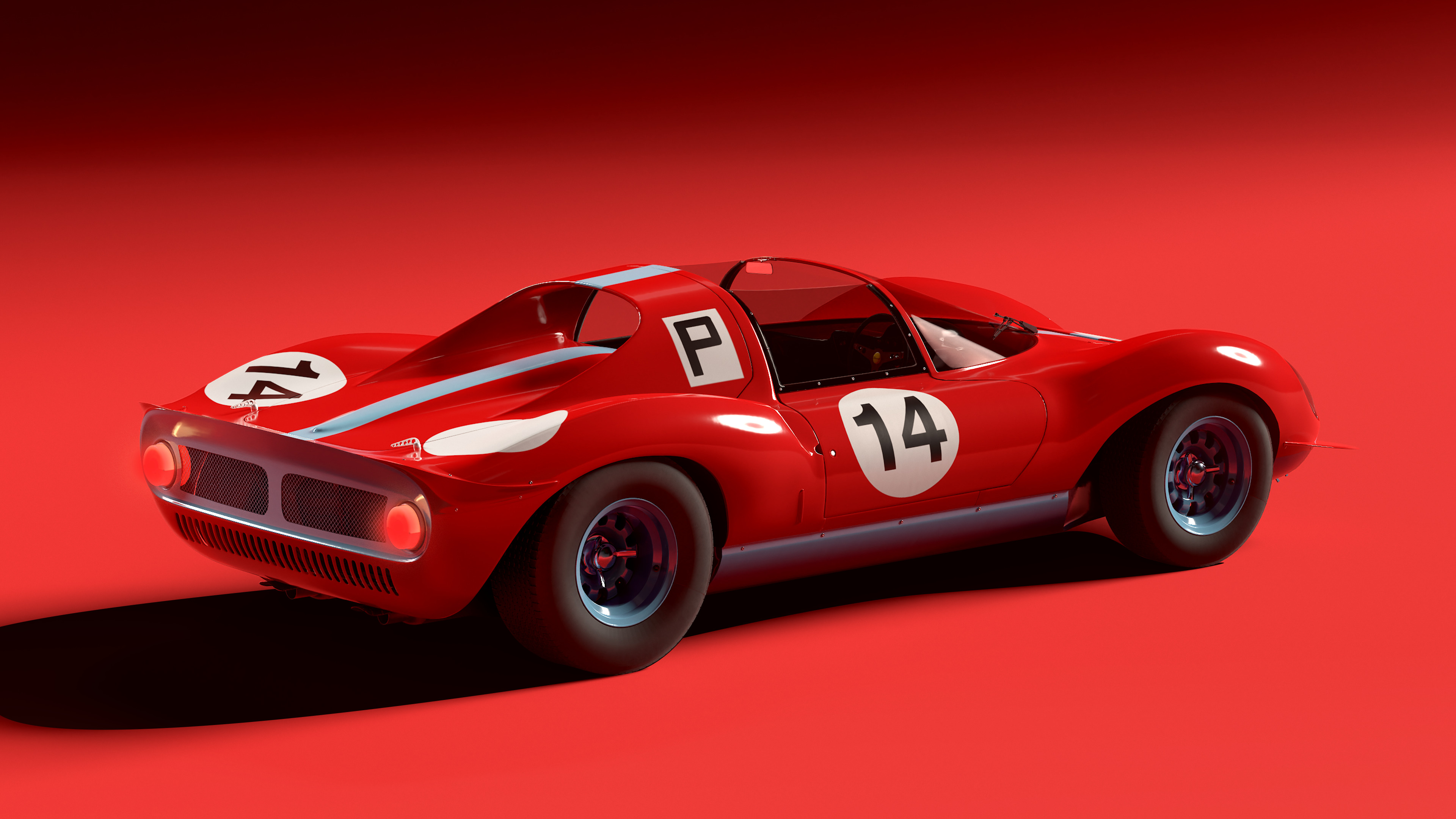 Ferrari Dino Low Poly Game Ready 3D Model PBR Full Interior Low-poly 3D model_4