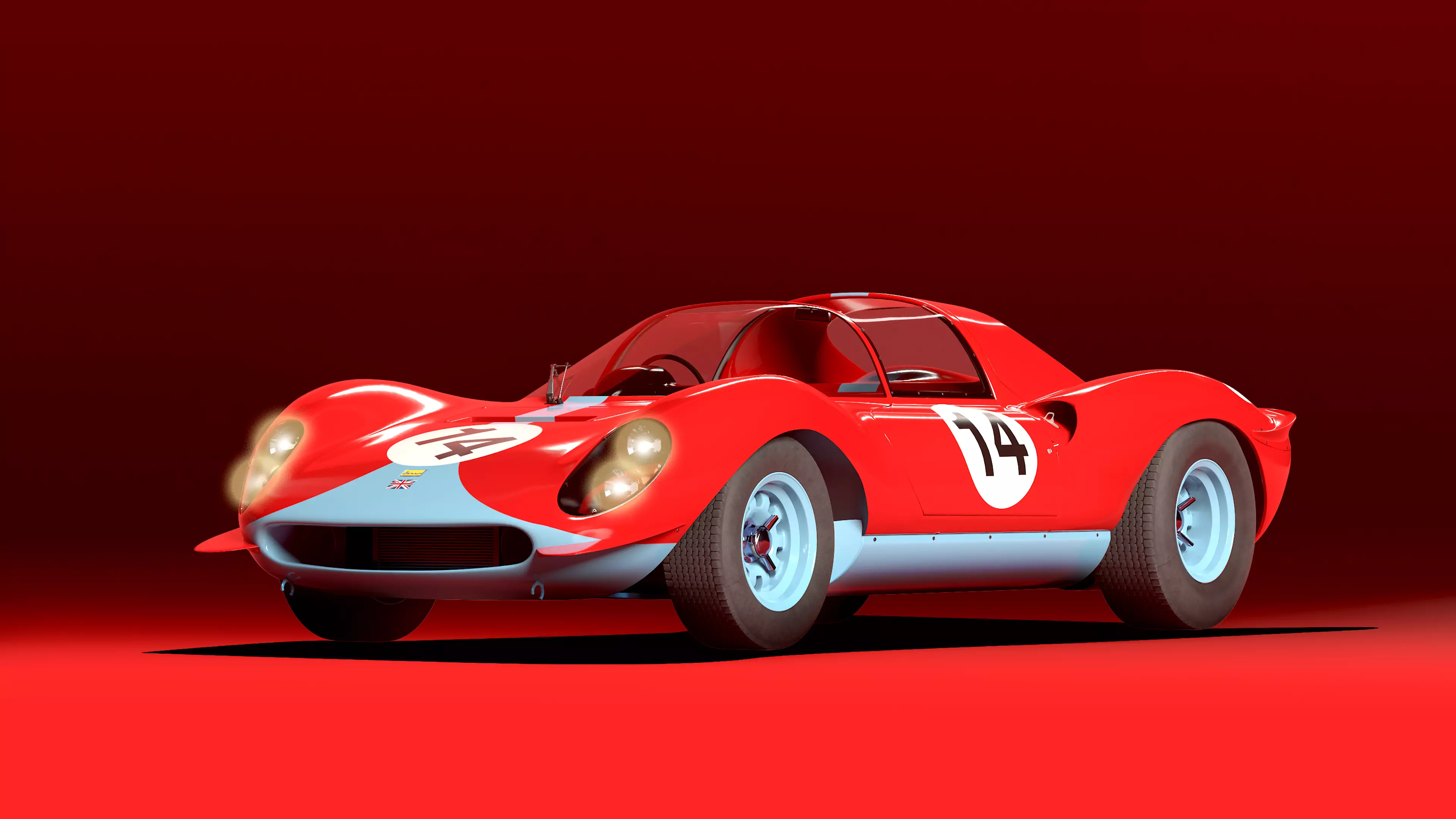 Ferrari Dino Low Poly Game Ready 3D Model PBR Full Interior Low-poly 3D model_0