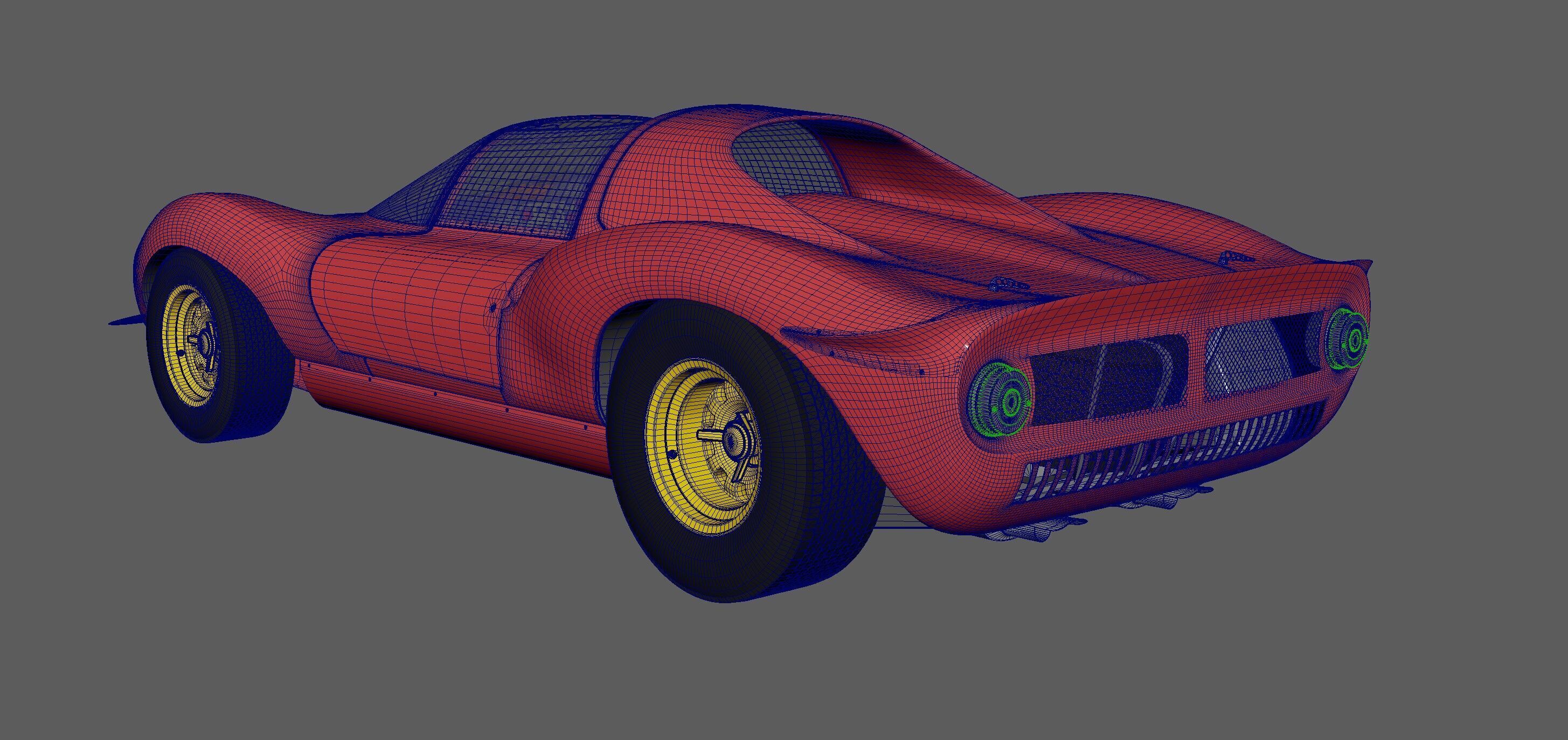 Ferrari Dino Low Poly Game Ready 3D Model PBR Full Interior Low-poly 3D model_7