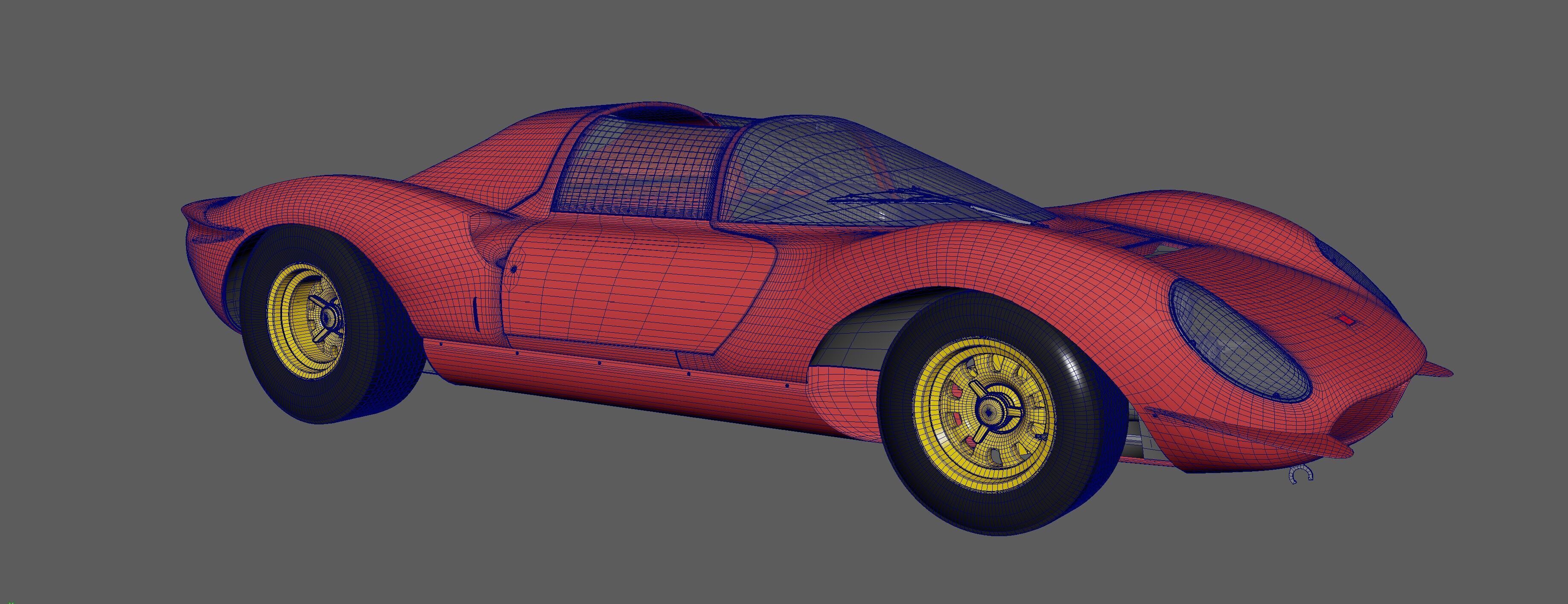 Ferrari Dino Low Poly Game Ready 3D Model PBR Full Interior Low-poly 3D model_6