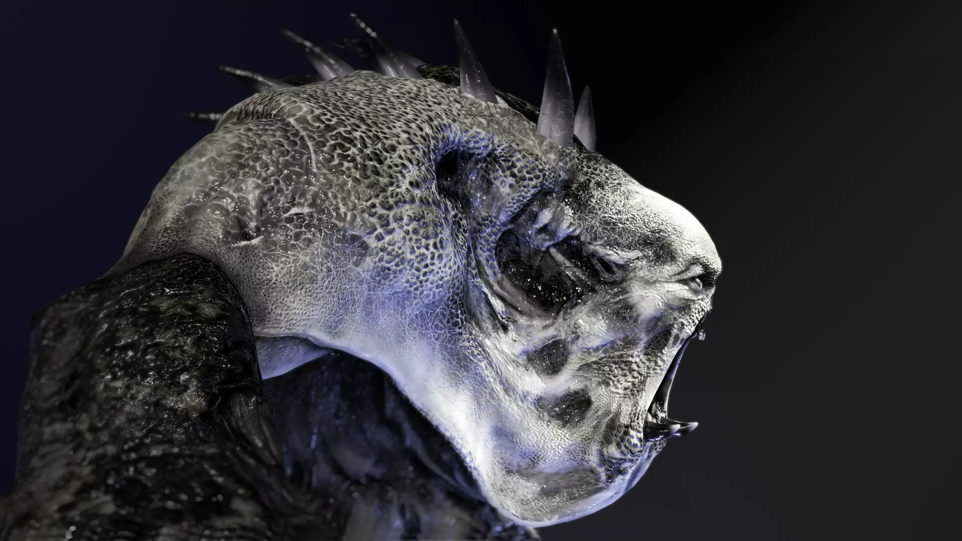 Sci-Fi Monster Scull Low-poly 3D model_0