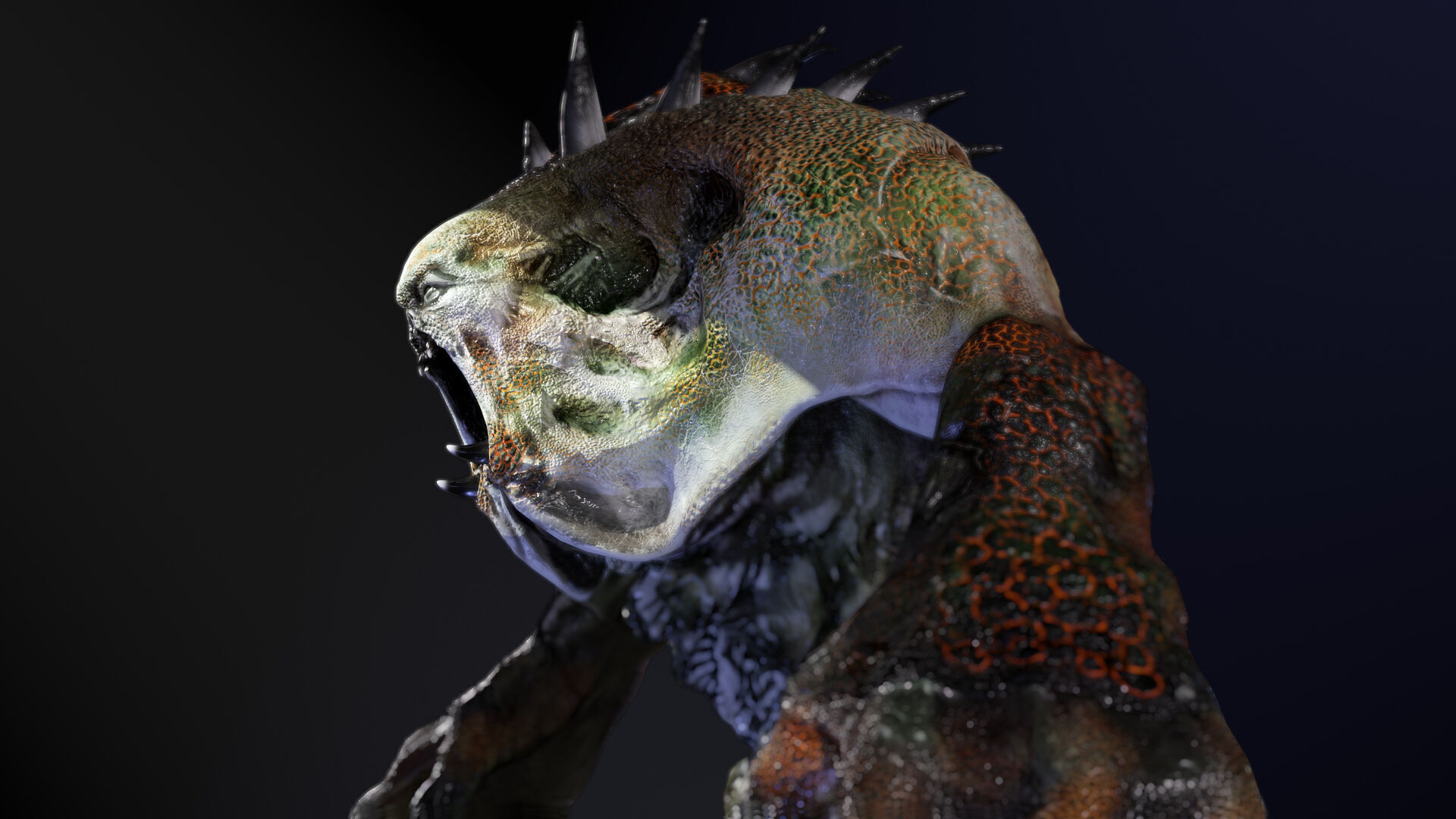 Sci-Fi Monster Scull Low-poly 3D model_4