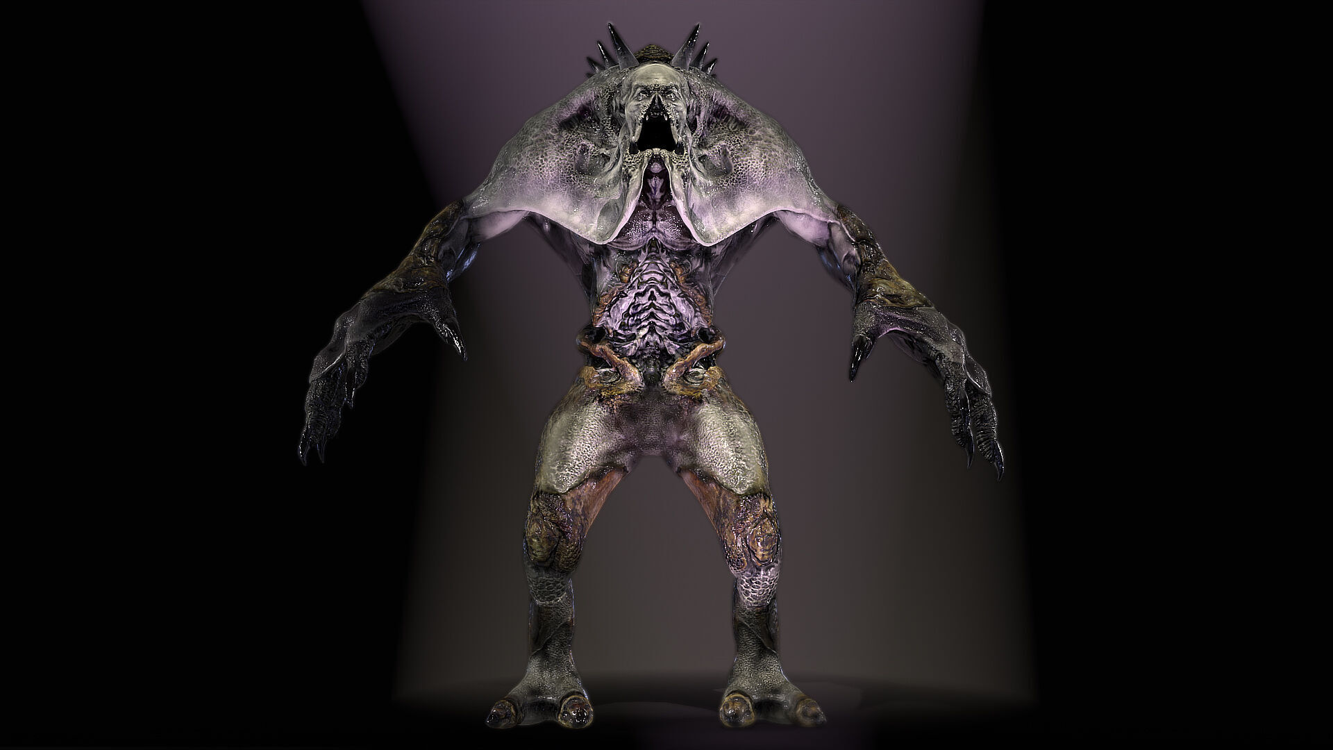 Sci-Fi Monster Scull Low-poly 3D model_6