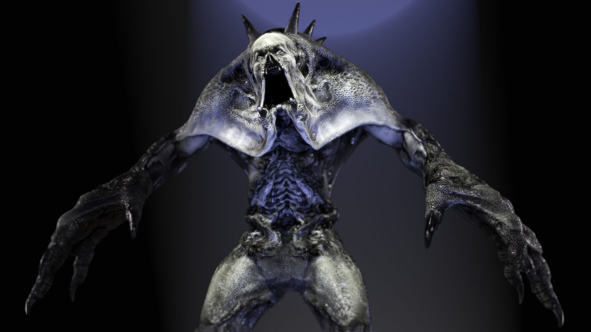 Sci-Fi Monster Scull Low-poly 3D model_7