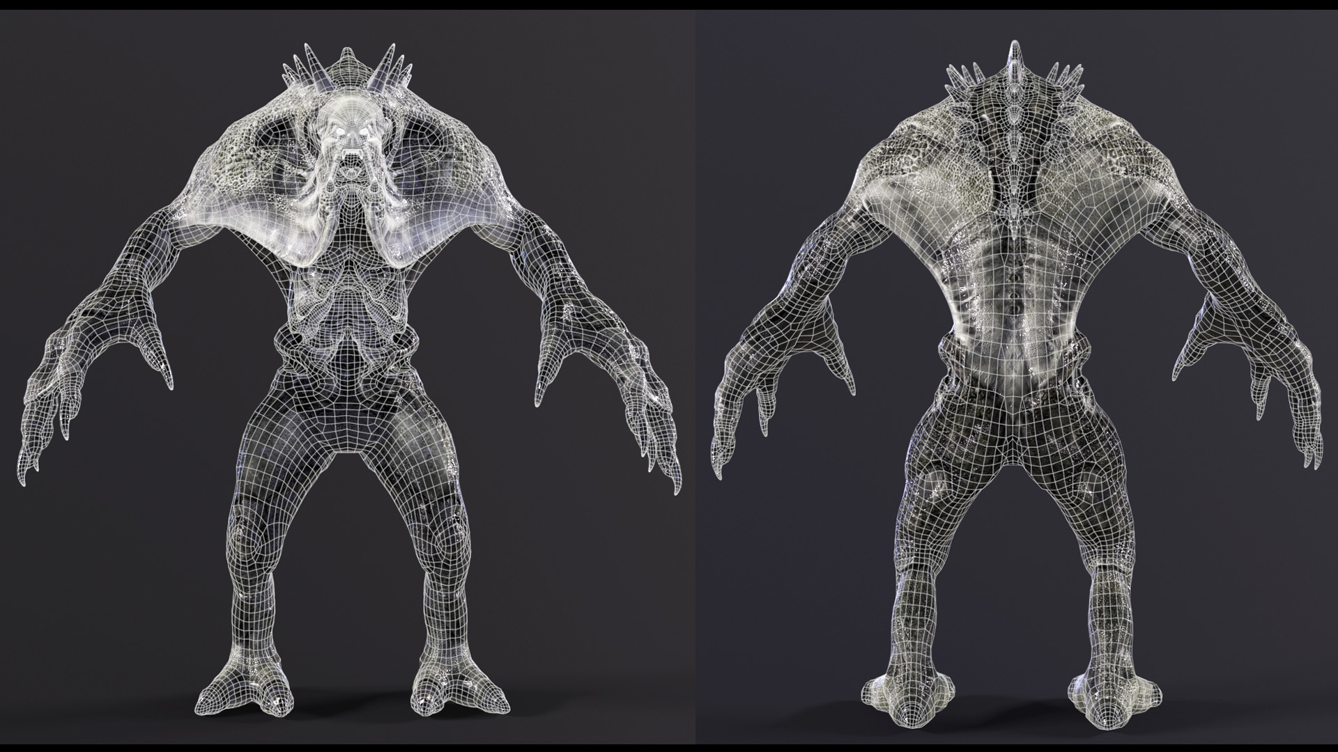 Sci-Fi Monster Scull Low-poly 3D model_13