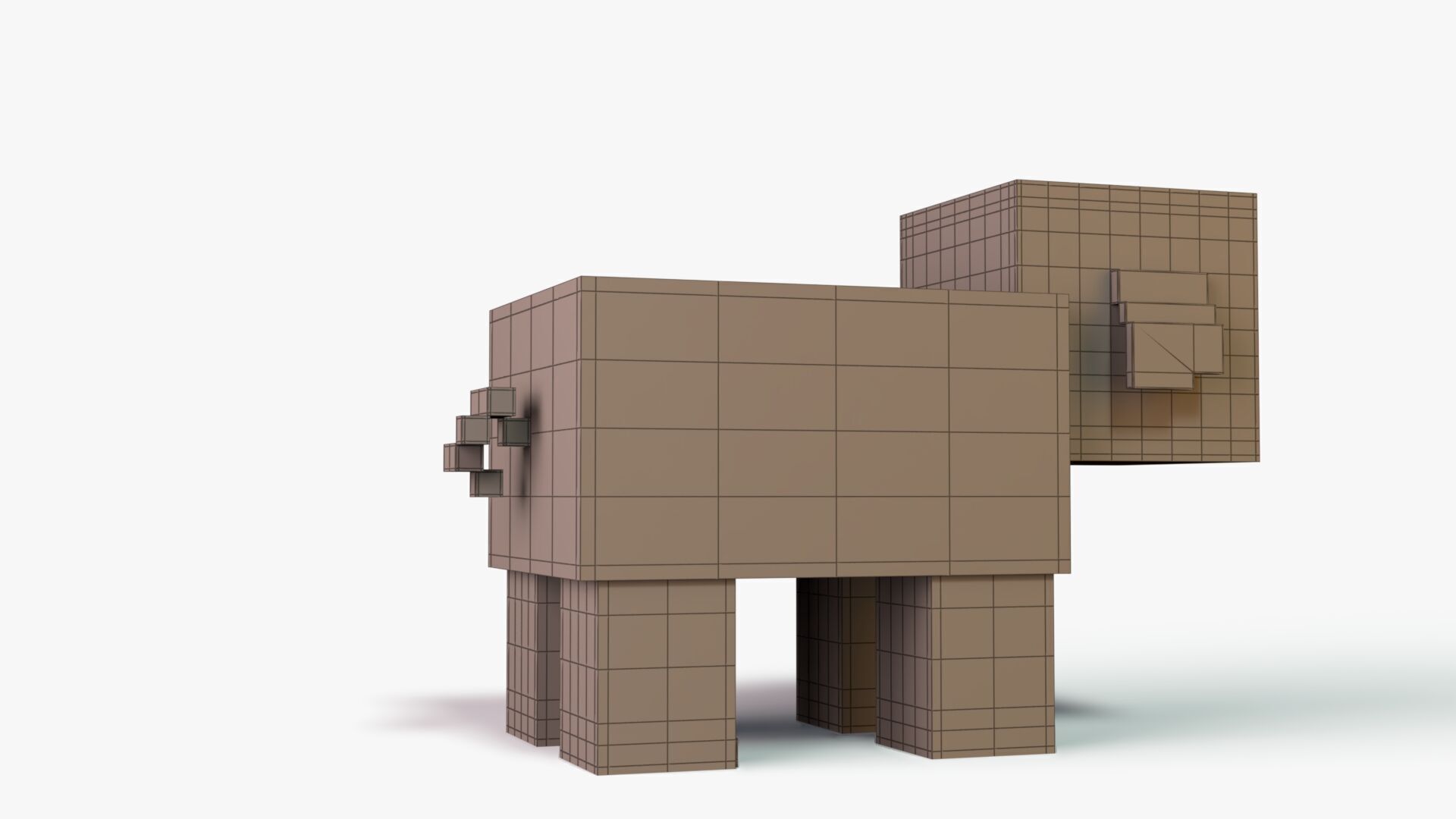 Minecraft Warm Pig Low-poly 3D model_8
