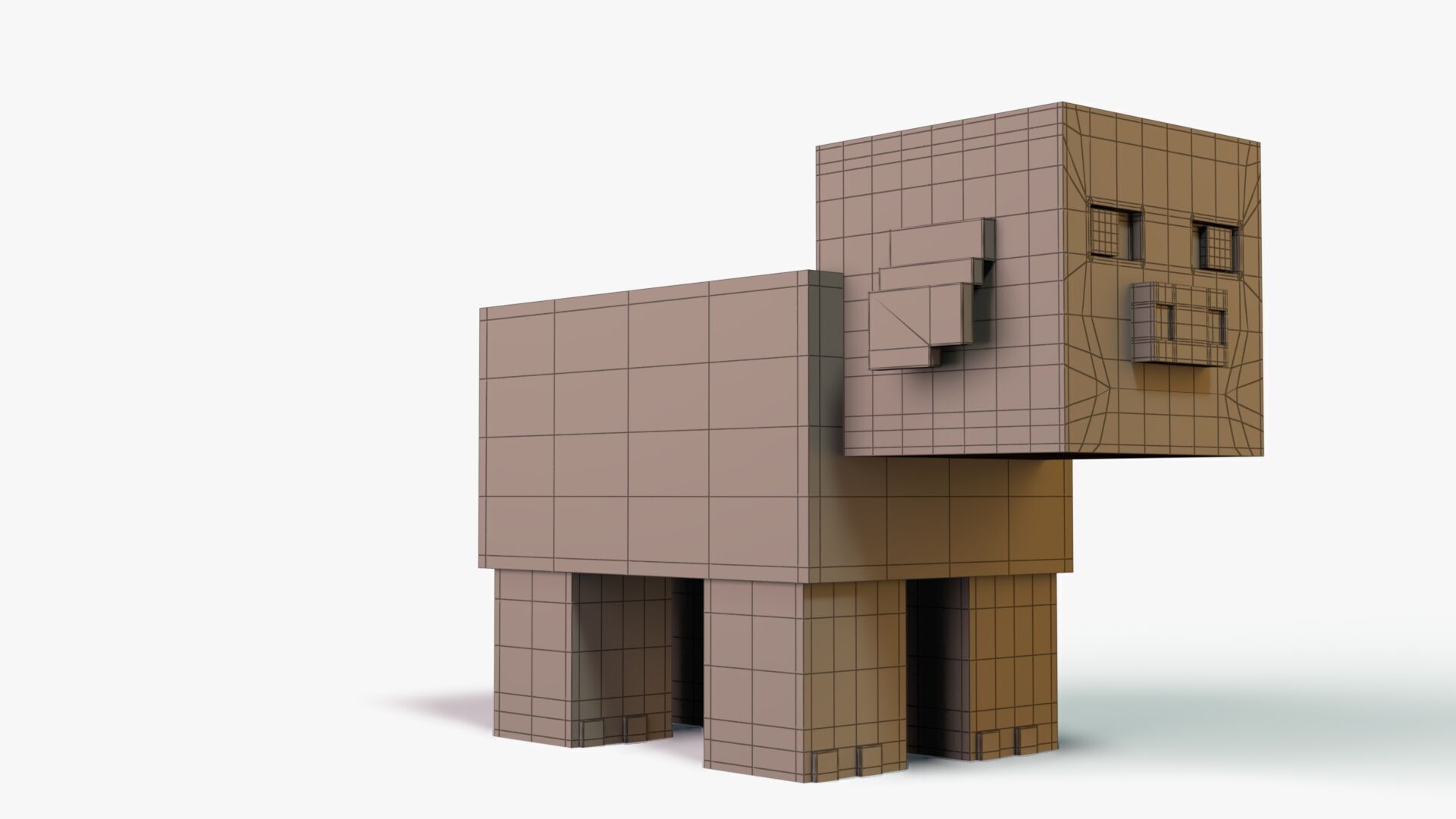 Minecraft Warm Pig Low-poly 3D model_7