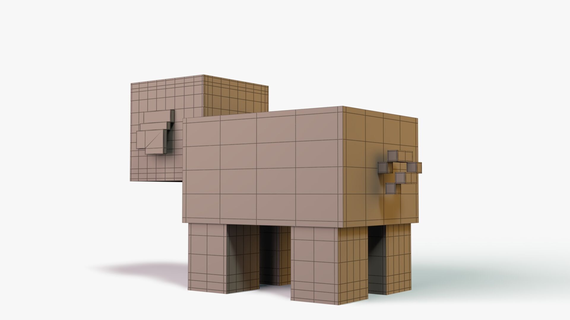 Minecraft Warm Pig Low-poly 3D model_10