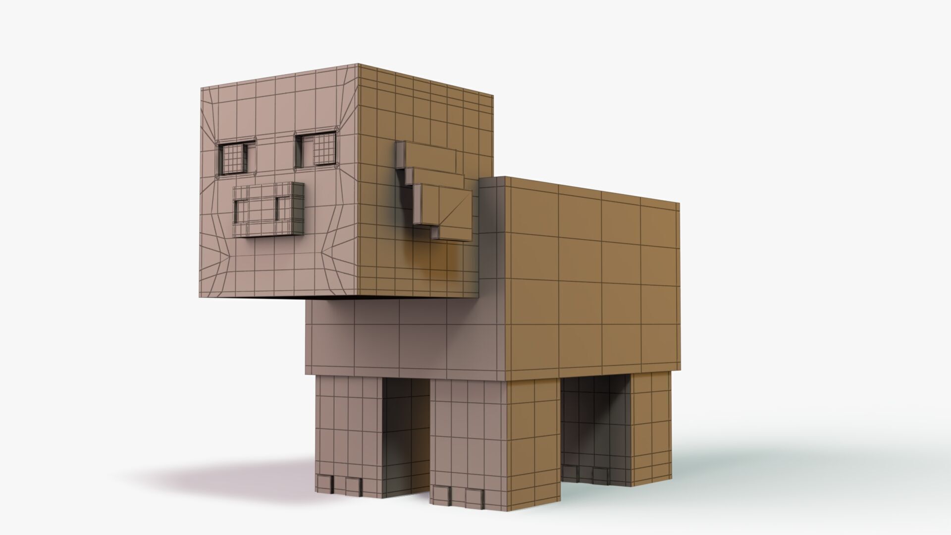 Minecraft Warm Pig Low-poly 3D model_12