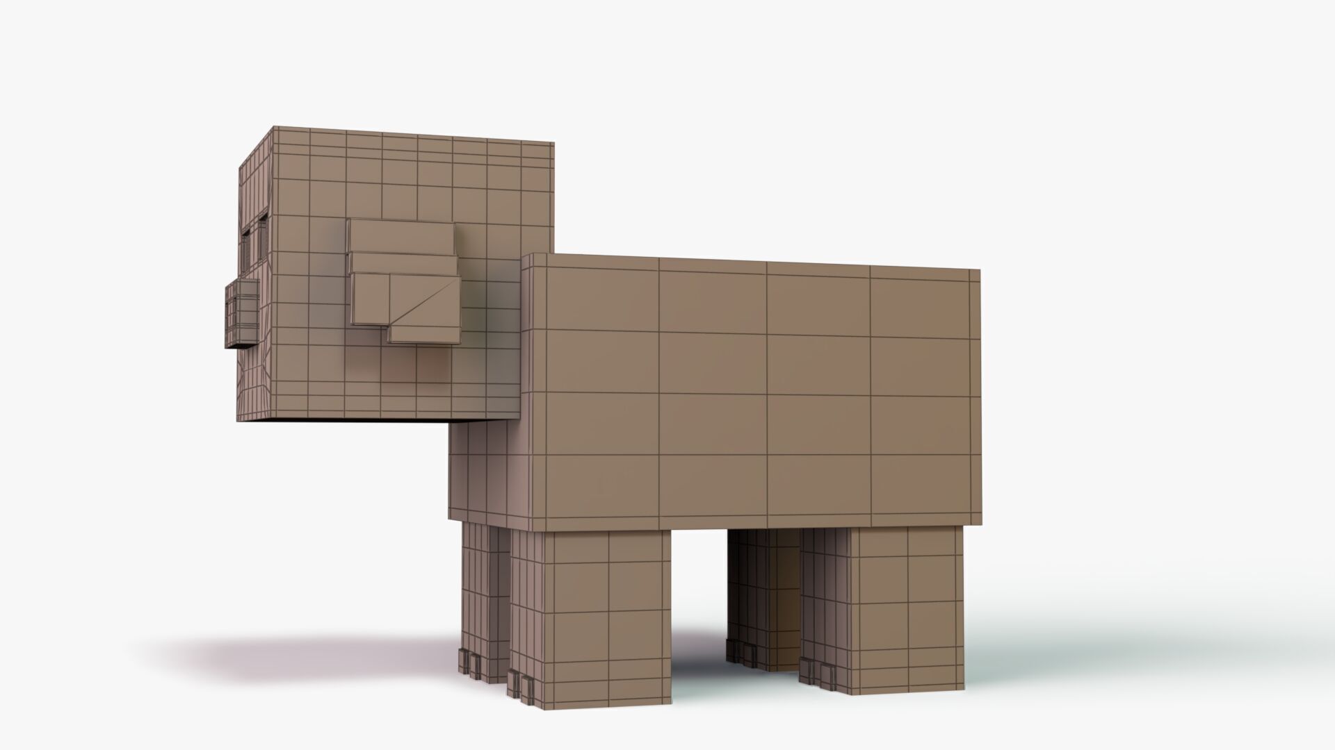 Minecraft Warm Pig Low-poly 3D model_11